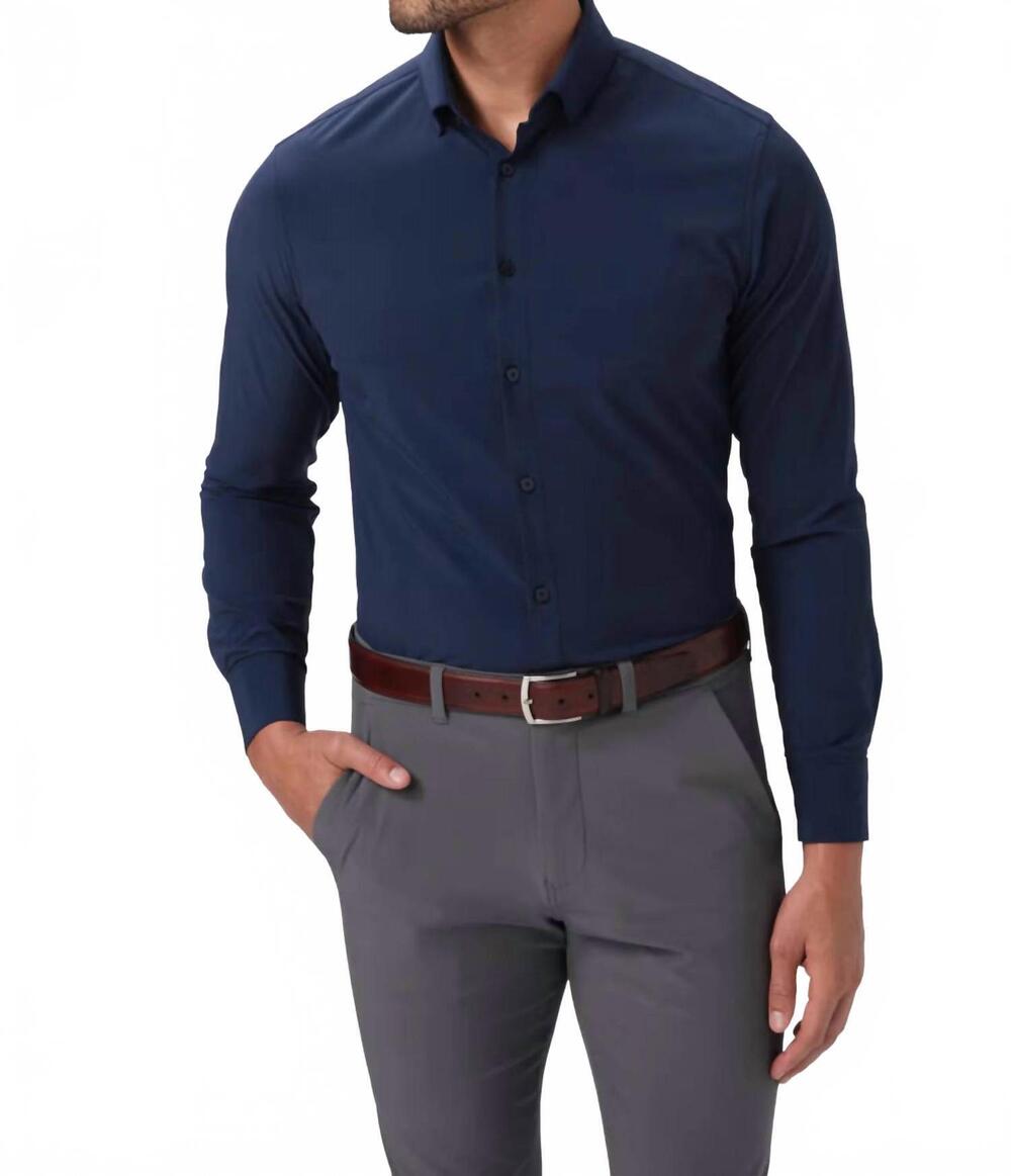 NEW MIZZEN + MAIN leeward dress shirt - trim in navy